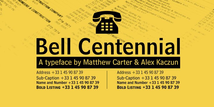 Kiểu chữ Bell Centennial trong danh bạ