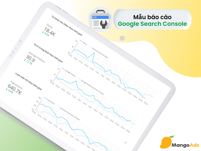 Mẫu báo cáo Google Search Console bằng Google Data Studio – Phiên bản từ khóa tìm kiếm