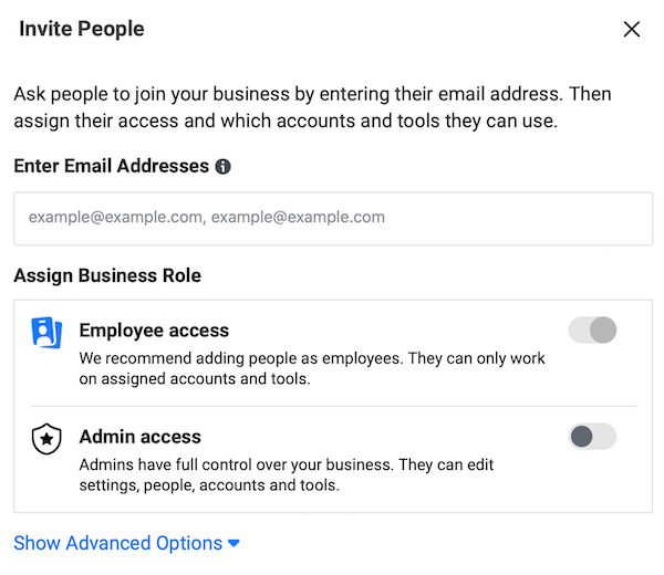 Hình 12: Chỉ định người có quyền truy cập bằng các nhập email của họ vào vào tài sản doanh nghiệp của bạn