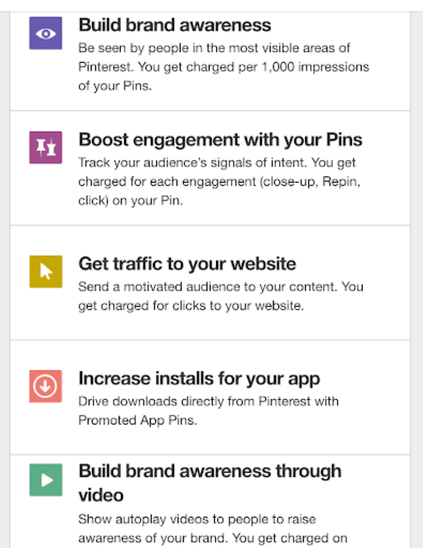 Chọn chiến lược quảng cáo mà bạn muốn trên Pinterest