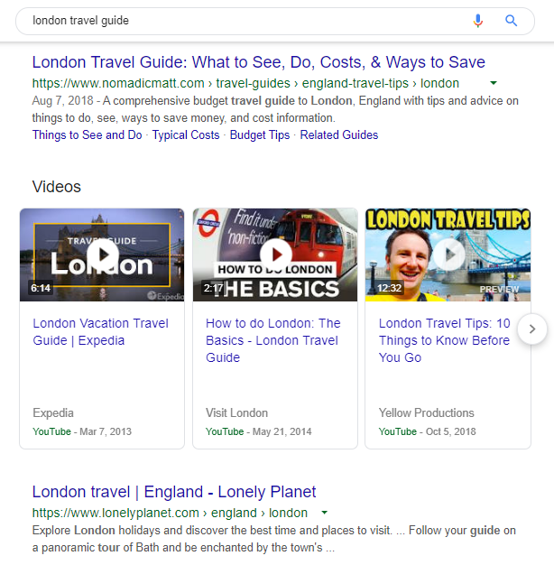 Hình 1: Cụm từ khóa “Hướng dẫn du lịch Luân Đôn” được sử dụng trong tiêu đề và thẻ meta