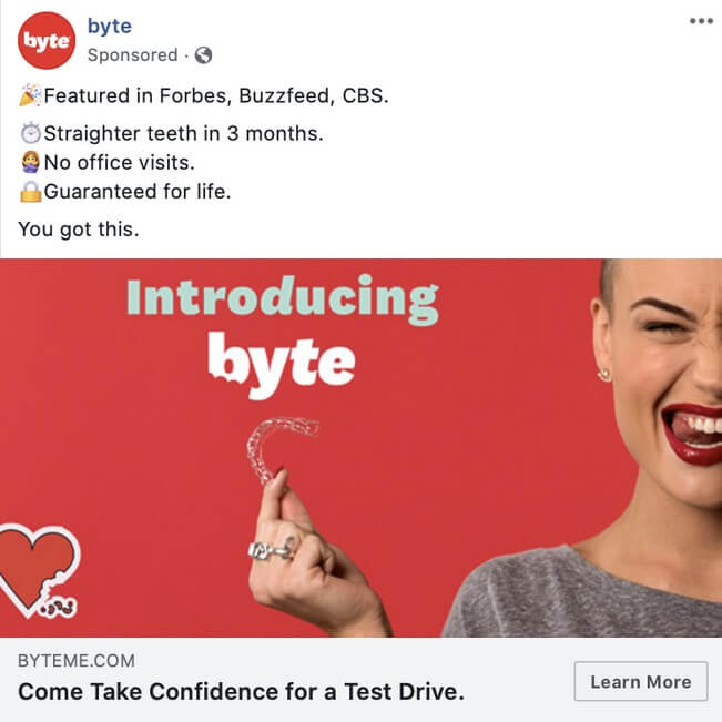 Ví dụ về quảng cáo của Byteme