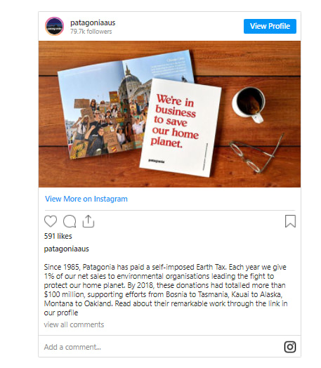 Hình 8: Truyền tải nhiệm vụ của doanh nghiệp qua Instagram
