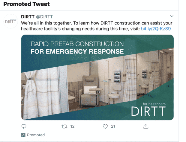Tweet được quảng cáo bởi DIRTT