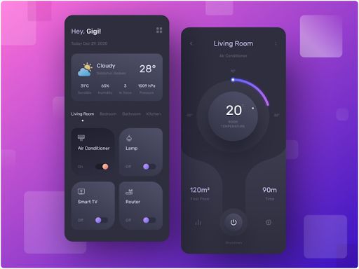 Dark mode trong app dành cho smart home