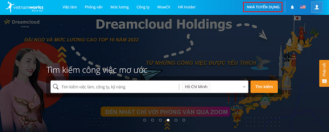 Landing page của Vietnamworks