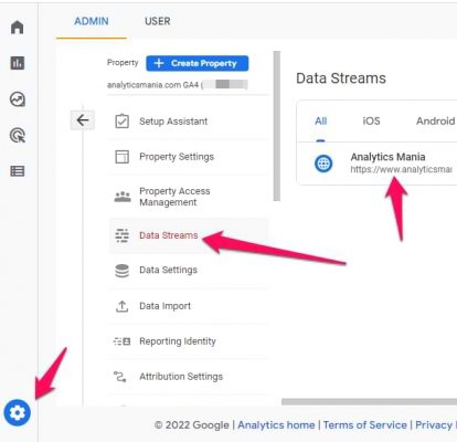 Hình 1: Cài đặt Data Streams trong Google Analytics